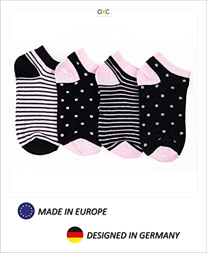 Occulto 8 pares de Calcetines para Mujer | Calcetines para Zapatos de Verano para Mujer | Calcetines cortos de Algodón para Mujer Turquía 35-38 Negro-Rosado