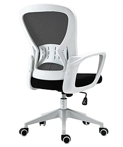 OF TLV-AM-OC32-BLACK Silla de Oficina con Soporte Lumbar Giratoria Escritorio 5 Ruedas Despacho, Blanco-Negro, Universal