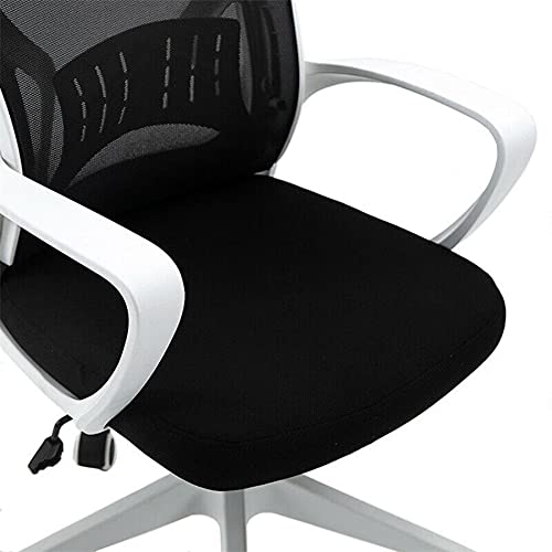 OF TLV-AM-OC32-BLACK Silla de Oficina con Soporte Lumbar Giratoria Escritorio 5 Ruedas Despacho, Blanco-Negro, Universal