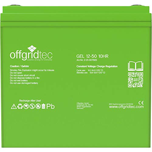 Offgridtec C10 Gel batería solar batería, 50 Ah, 12 V, 1 pieza, 007565