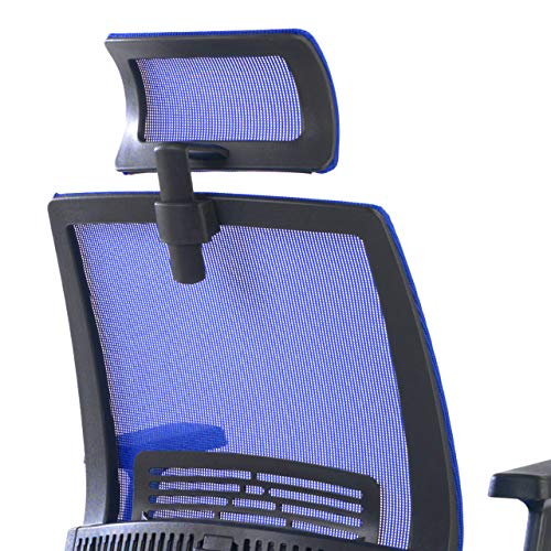 Ofichairs Silla Storm Silla de Oficina Ergonómica Silla de Escritorio Respaldo Transpirable Soporte Lumbar Reposacabezas Brazos Ajustables Color Azul