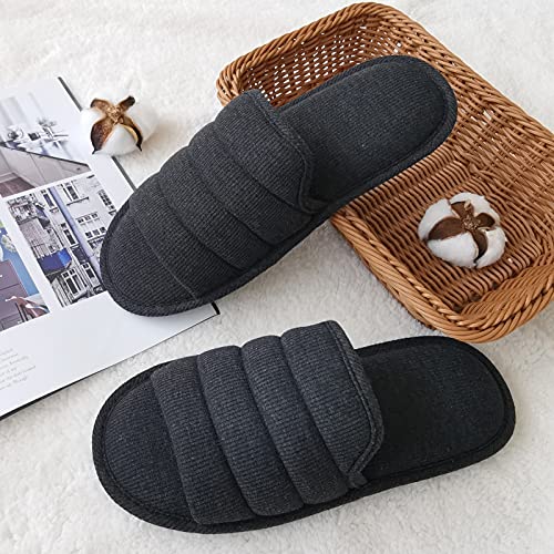 ofoot Zapatillas Casa Hombre Algodon Planas Punta Abierta transpirable, Sandalias Verano Espuma viscoelástica