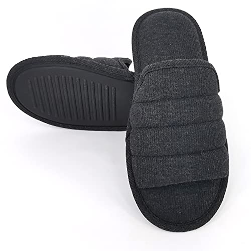 ofoot Zapatillas Casa Hombre Algodon Planas Punta Abierta transpirable, Sandalias Verano Espuma viscoelástica