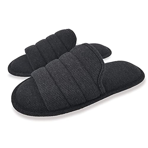 ofoot Zapatillas Casa Hombre Algodon Planas Punta Abierta transpirable, Sandalias Verano Espuma viscoelástica