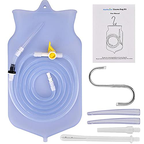 Olddreaming Enema de silicona aparato de riego intestinal Enema bolsa de aislamiento hogar Enema bolsa de enjuague hogar Enema bolsa de agua caliente