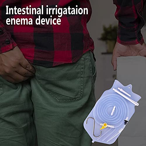 Olddreaming Enema de silicona aparato de riego intestinal Enema bolsa de aislamiento hogar Enema bolsa de enjuague hogar Enema bolsa de agua caliente