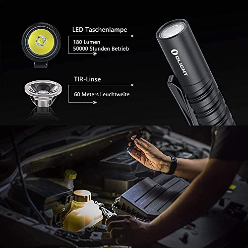 Olight I3T EOS LED Linterna Llavero,Mini Flashlight,Antorcha Pequeña Luz Portátil de Alta Potencia,180 Lúmenes,IPX8,con 2 Modos de Luz,Batería AAA Incluida,para Uso en Casa o al Aire Libre