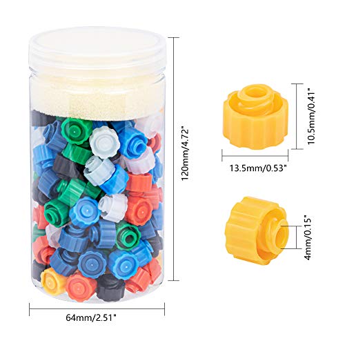 OLYCRAFT 140pcs Tapones de Punta de Jeringa Luer Lock Tip Jeringa, Sin Tapa de Punta de Aguja para Tubos de Alimentación, 7 Tapa de Punta de Jeringa de Colores con Recipiente Transparente