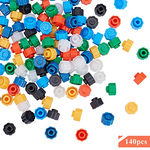 OLYCRAFT 140pcs Tapones de Punta de Jeringa Luer Lock Tip Jeringa, Sin Tapa de Punta de Aguja para Tubos de Alimentación, 7 Tapa de Punta de Jeringa de Colores con Recipiente Transparente