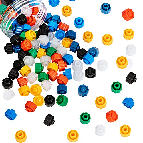 OLYCRAFT 140pcs Tapones de Punta de Jeringa Luer Lock Tip Jeringa, Sin Tapa de Punta de Aguja para Tubos de Alimentación, 7 Tapa de Punta de Jeringa de Colores con Recipiente Transparente
