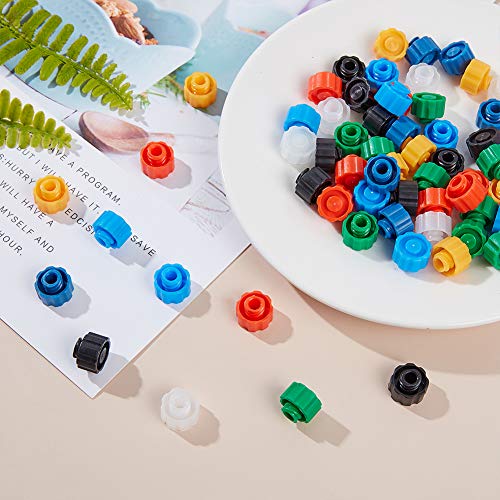 OLYCRAFT 140pcs Tapones de Punta de Jeringa Luer Lock Tip Jeringa, Sin Tapa de Punta de Aguja para Tubos de Alimentación, 7 Tapa de Punta de Jeringa de Colores con Recipiente Transparente