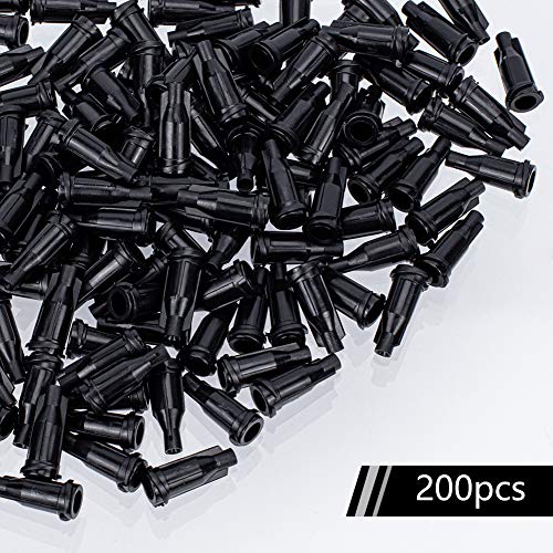 OLYCRAFT 200PCS Luer Lock Tapas de Punta de Jeringa Tapa de Punta de Aguja Dispensadora para Manualidades Y Trabajos Industriales con Caja de Almacenamiento - Negro