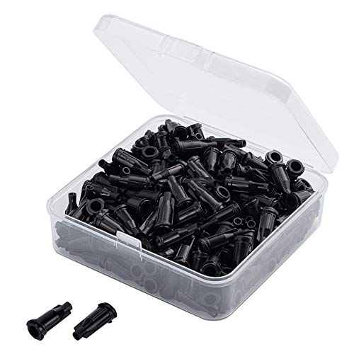 OLYCRAFT 200PCS Luer Lock Tapas de Punta de Jeringa Tapa de Punta de Aguja Dispensadora para Manualidades Y Trabajos Industriales con Caja de Almacenamiento - Negro