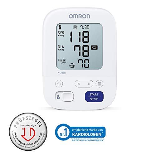 Omron X3 Máquina de presión sanguínea, control de la hipertensión en casa, aprobado por la protección de consumidores + Adaptador de corriente AC para tensiómetro M2, M3, M6, M7 y inhalador C803