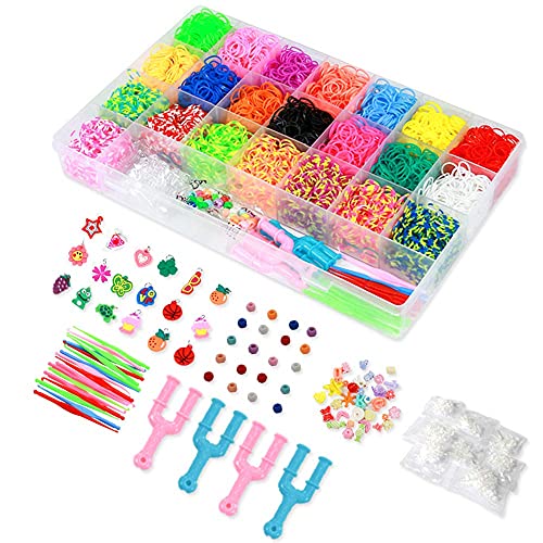 ONECK Caja Pulseras Gomas Bandas de Silicona Para Hacer Pulseras De Colores Bandas Kit para Pulseras(6800 Bandas )