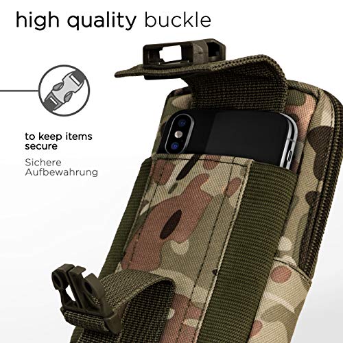 Onelow - Cinturón multifunción de Nailon Oxford para Todos los teléfonos celulares ULEFONE | Funda Universal para teléfono móvil con mosquetón, Color Verde Camuflaje