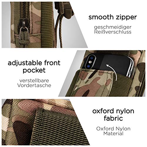 Onelow - Cinturón multifunción de Nailon Oxford para Todos los teléfonos celulares ULEFONE | Funda Universal para teléfono móvil con mosquetón, Color Verde Camuflaje