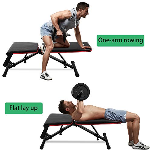 ONETWOFIT banco de musculacion, Banco de Peso Ajustable, Banco Ajustable de Utilidad para Entrenamiento de Cuerpo Completo, Bancos de Declinación Inclinación Plegable Multipropósito OT112