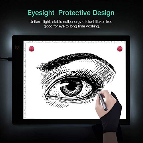 OOWOLF Tableta De Luz, Mesa de Luz Dibujo A4 Brillo Ajustable LED Ultradelgada con Interfaz USB, Funda de Manga Fieltro Protectora, Para Artistas, Dibujo, Animación