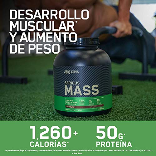 Optimum Nutrition Serious Mass Proteina en Polvo, Mass Gainer Alto en Proteína, con Vitaminas, Creatina y Glutamina, Galletas y Crema, 8 Porciones, 2,73kg, Embalaje Puede Variar