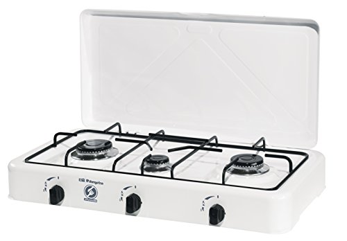 Orbegozo FO 3450 - Hornillo a gas, butano o propano, encendido piezoeléctrico, tres quemadores, uso exterior, 750 - 1800 W