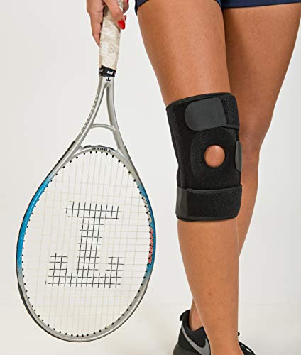 Ortesis de rodilla | Ortesis de rodilla | Vendaje de rodilla | Lesiones y dolor de rodilla | Deporte | Trabajo | unisex | Tamaño universal | negro | rodilla derecha e izquierda