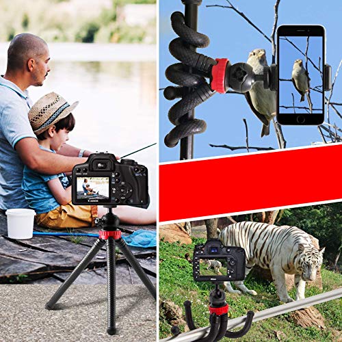 Orthland Trípode para Movil, Flexible Tripode Portátil Pulpo Mini Trípode con Cabezal Bola Giratorio 360° y Tornillo Universal de 1/4 Pulgadas con Mando Bluetooth para iPhone Samsung Huawei Gopro