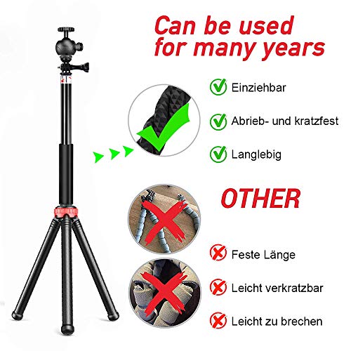 Orthland Trípode para Movil, Flexible Tripode Portátil Pulpo Mini Trípode con Cabezal Bola Giratorio 360° y Tornillo Universal de 1/4 Pulgadas con Mando Bluetooth para iPhone Samsung Huawei Gopro