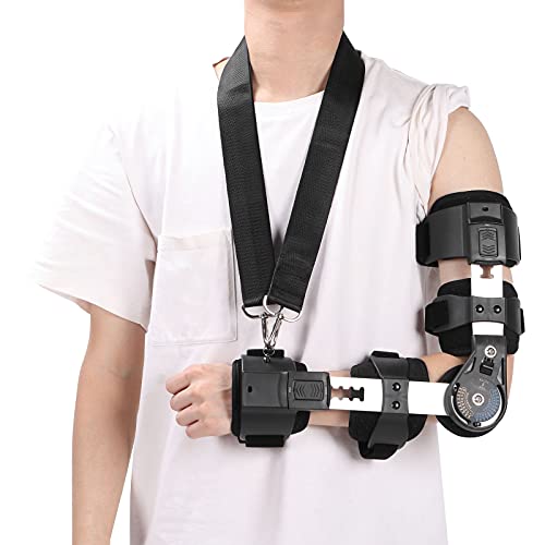 Orthomen - Soporte De Codo ROM con Bisagras, Poste Ajustable, Soporte De Codo OP, Estabilizador, Férula, Brazo, Soporte De Recuperación De Lesiones, Soporte De Codo Ajustable con Bisagras(Izquierda)