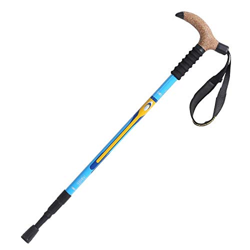 Oshamsviatm Bastones de Trekking Polo de Trekking de Carbono Bloqueo Interior Telescópico Telescópico EVA Mango Recto Manija Curvada Tungsteno Acero Curvado Negro Bastones (Color : Curved Blue)