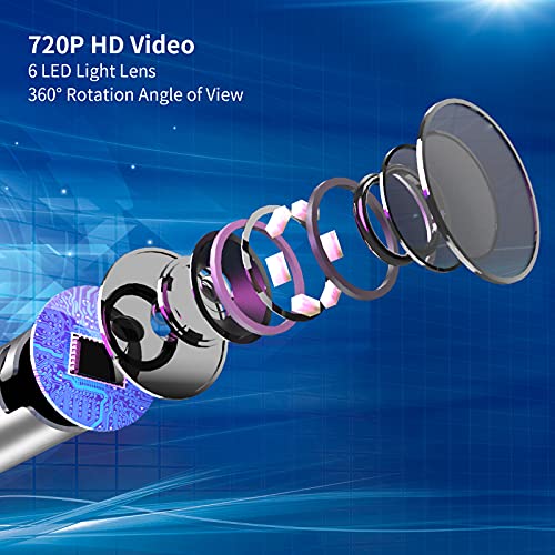 Otoscopio Digital WiFi, BOMBOMDA 3.5mm 1080P HD Endoscopio Oido, Limpieza Cerumen Oído con Soporte para Móvil, Herramienta de Limpieza de Oidos y 6 LED para iPhone/Movil Android/PC