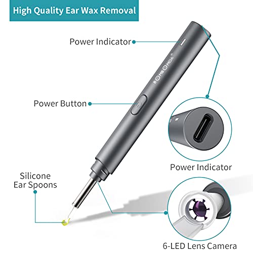 Otoscopio Digital WiFi, BOMBOMDA 3.5mm 1080P HD Endoscopio Oido, Limpieza Cerumen Oído con Soporte para Móvil, Herramienta de Limpieza de Oidos y 6 LED para iPhone/Movil Android/PC
