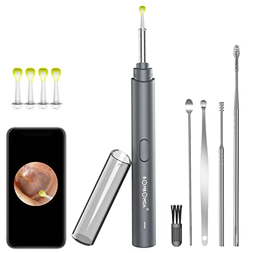 Otoscopio Digital WiFi, BOMBOMDA 3.5mm 1080P HD Endoscopio Oido, Limpieza Cerumen Oído con Soporte para Móvil, Herramienta de Limpieza de Oidos y 6 LED para iPhone/Movil Android/PC