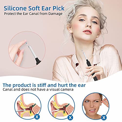 Otoscopio Digital WiFi, VITCOCO Camara Endoscopica Inalámbrico, Oídos Limpiador con 6 Luces LED, Compatible con iPhone, iPad, Android, para Niños, Adultos, negro