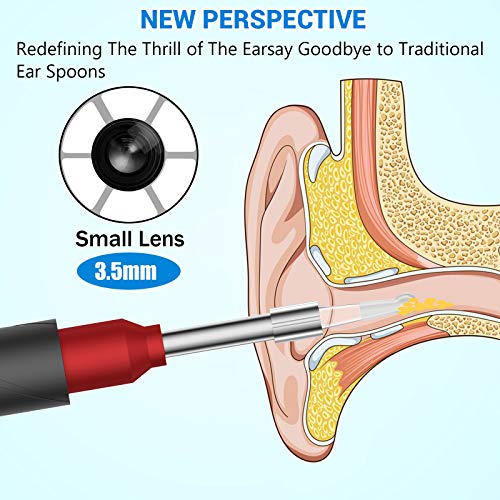 Otoscopio Inalámbrico,WIFI Endoscopio con Cámara 1080p,3,5mm Limpiador de Oidos con 6 luces LED,Impermeable Otoscopio para Adultos, Niños, para iPhone/iPad, iOS, Android