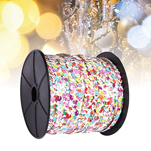 Oumefar Cinta de Lentejuelas Planas Redondas de 6mm, Adorno de Costura, Cinta de Encaje, Adorno Cosido para 100 Yardas, decoración Artesanal de Boda DIY(Flores Coloridas)