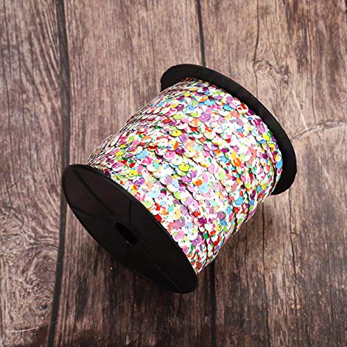 Oumefar Cinta de Lentejuelas Planas Redondas de 6mm, Adorno de Costura, Cinta de Encaje, Adorno Cosido para 100 Yardas, decoración Artesanal de Boda DIY(Flores Coloridas)