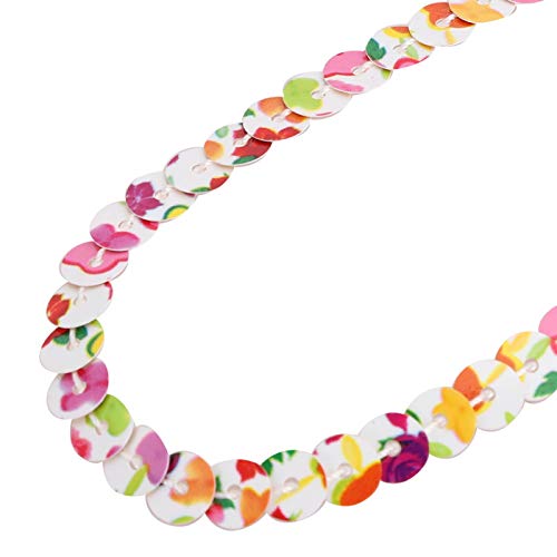 Oumefar Cinta de Lentejuelas Planas Redondas de 6mm, Adorno de Costura, Cinta de Encaje, Adorno Cosido para 100 Yardas, decoración Artesanal de Boda DIY(Flores Coloridas)