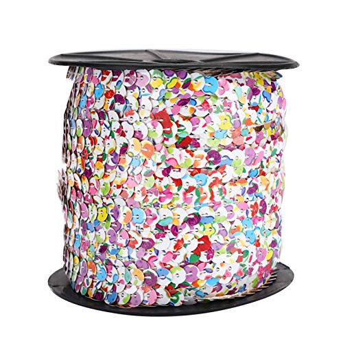 Oumefar Cinta de Lentejuelas Planas Redondas de 6mm, Adorno de Costura, Cinta de Encaje, Adorno Cosido para 100 Yardas, decoración Artesanal de Boda DIY(Flores Coloridas)