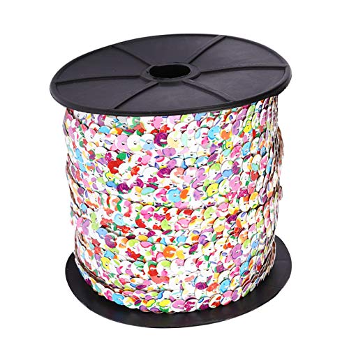 Oumefar Cinta de Lentejuelas Planas Redondas de 6mm, Adorno de Costura, Cinta de Encaje, Adorno Cosido para 100 Yardas, decoración Artesanal de Boda DIY(Flores Coloridas)