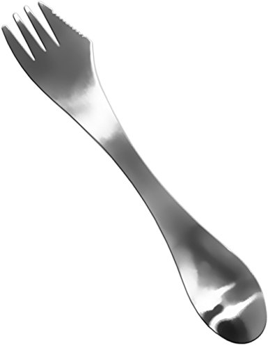Outdoor Saxx® - Cubiertos de camping 3 en 1 | Cuchillo, tenedor y cuchara | Ahorra equipaje y peso gracias a su triple función | Acero inoxidable, robusto, ligero