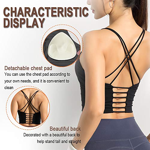 OUTUOSI Sujetador Deportivo Mujer Cruz hacia Atrás Bra Deporte Pecho Extraíble Acolchado Mujer Adecuado Yoga Fitness y Running