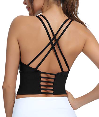 OUTUOSI Sujetador Deportivo Mujer Cruz hacia Atrás Bra Deporte Pecho Extraíble Acolchado Mujer Adecuado Yoga Fitness y Running