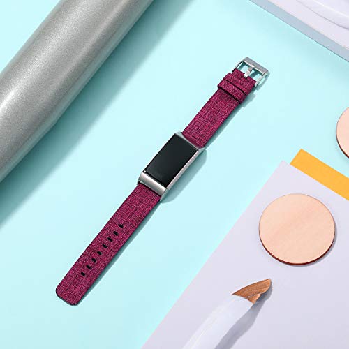 Ouwegaga Tejida Correa Compatible con Fitbit Charge 3, Reemplazo Tejido Ajustable Bandas Deporte Pulsera Compatible con Fitbit Charge 3/Charge 4, Pequeña Fucsia