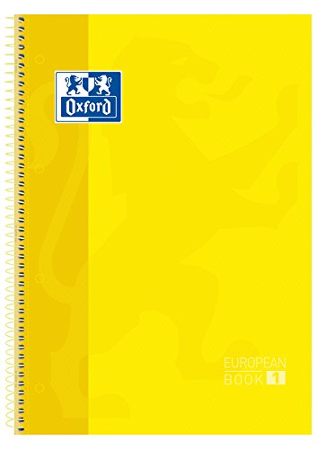 Oxford, Cuaderno A4, cuadricula 5x5, tapa extradura, microperforado, libreta A4 Europeanbook 1, color amarillo