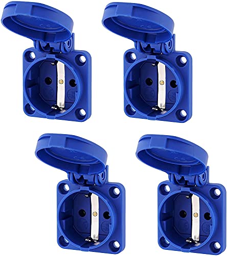 Pack de 4 enchufes empotrados con tapa de muelle, IP54, 50 x 50 mm