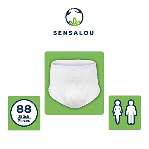 Pantalones Incontinencia para Adultos Hombre y Mujer - Ropa Interior - Protector Perdidas de Vejiga Débil - Pañales Desechables Mojar Cama, Maternidad - 88 unidades - Blanco, Tallas Grande