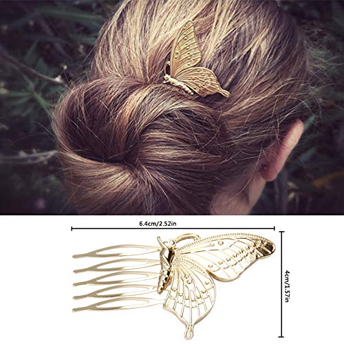 Paquete De 6 Peines Laterales Para El Cabello Vintage Para Mujer Decorativos, ECANGO, Pinzas Para El Cabello De Metal Con Diamantes De Imitación Y Perlas Doradas Retro Con Agarre De Dientes