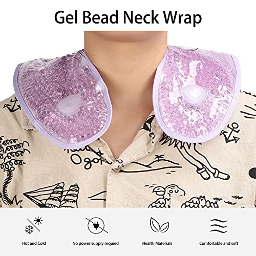 Paquetes de hielo, paquete de terapia de frío/calor para cuello, hombro, espalda, rodilla, envoltura de cuello refrigerante con cuentas de gel reutilizable para aliviar el dolor, lesiones(Púrpura)