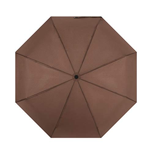 Paraguas 8 Costillas Windproof Umbrella Auto Open Close Golf Umbrella for Niñas Niños Protección UV Compacto Plegable (Color : Brown, Size : Free)